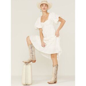 Show Me Your Mumu Odette Midi Dress in White Small Womens Long Cotton